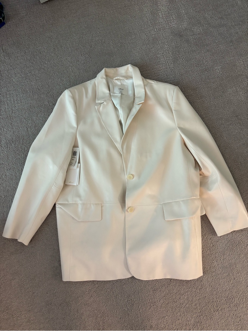 Aritzia Wilfred Leather Cream Blazer